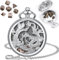 ManChDa Mini DND Würfel Set Steampunk Drache & Phoenix Taschenuhr Gehäuse, 7-Teilig Polyedrisches Metall D&D Würfel Set, DND Geschenke mit Geschenk Box, Rollenspiel Brettspiel Zubehör Würfel, Silber
