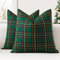 JOTOM 2er Set Weihnachten Schottisches Karo Kissenbezüge, Dekorative Plaid Tartan Wurf Kissenbezug Sofakissen Dekokissen Zierkissenbezug für Wohnzimmer Schlafzimmer Deko (60x60cm, Grün+Schwarz)