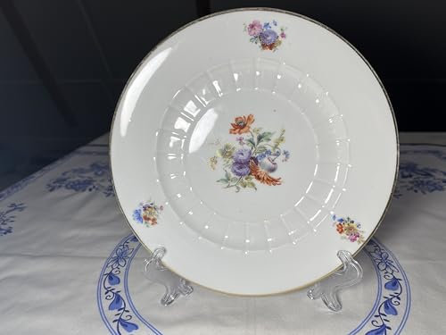 Teichert Porzellan 19 cm Teller mit Blumen & Goldrand, ca 100 Jahre alt.