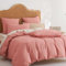 Lanqinglv Housse de Couette 220 x 240 cm Coton Vieux Rose,Unie Parure de Lit 2 Personnes avec Fermeture Éclair,Certifié Oeko-TEX Housse de Couette avec 2 Taies d'oreiller 65x65 cm