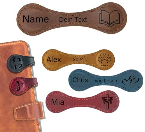 Personalisiertes magnetisches Lesezeichen aus Leder, Maßgeschneidertes Lesezeichen mit Buchstaben - Individuelles Geschenk für Leser, Kinder, Familie & Freunde (Kunstleder)