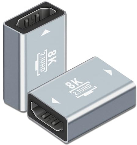 ASIRYVA 2 Pack 8K Female to Female Adapter, Coupler, Support 8K/4K@60Hz UHD, 7680 * 4320 Resolution, 3D, HDR, ARC for Laptop, PC, Monitor, HDTV, PS, Xbox, DVD