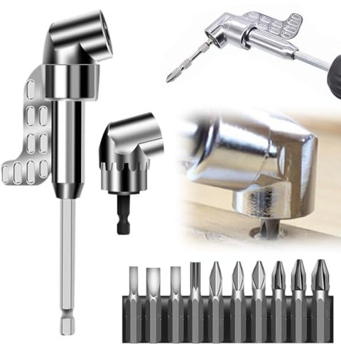 Dhqkqg 2 Stück 105° Winkelschrauber Vorsatz Adapter, Corner Tool Screw Hub with Multi-function Bend Screwdriver Bit, Winkelbohraufsatz, 1/4-Zoll Sechskantschaft Winkelgetriebe, für Garage Bauarbeiter