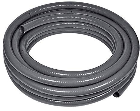 POOL Total 2m flexibler Poolflex PVC-Druckschlauch Ø 50 mm in grau - Robuster Klebeschlauch für Schwimmbad- und Teichbau - Glatte Innenwand bis 6 bar druckfest - Langlebig und UV-beständig
