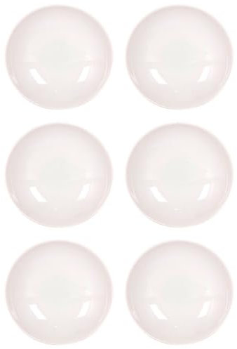 Tradineur - Pack de 6 platos hondos redondos de cerámica, modelo Onda, elegantes, vajilla de cocina, aptos para lavavajillas (Color marfil - Ø 21 cm)