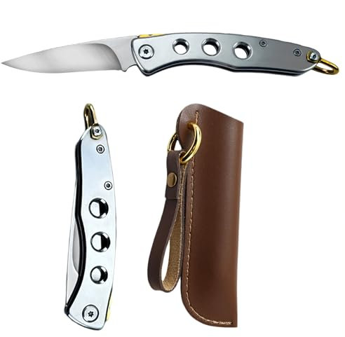 Tomedeks 1 Piece Stainless Steel Foldable Multifunctional Cutting Tool, Multi Tool Knife, Folding Tool With Carbon Steel Handle and Leather Storage Bag, Keychain For Camping And Hiking(A)