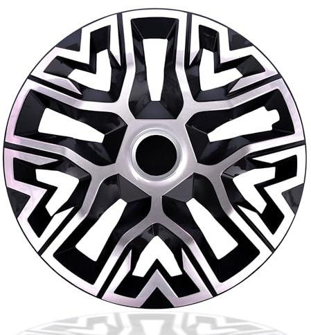 NRM The Best Silver/Black Radkappen 16 Zoll für Stahlfelgen | 16“ Radzierblenden 4er Set Silber/Schwarz