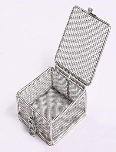 Cesta de desinfección de acero inoxidable 304,bandeja quirúrgica de malla de 1mm,cesta quirúrgica for instrumental médico con tapa,bandeja médica(6x6x5cm/2.36x2.36x1.97in)