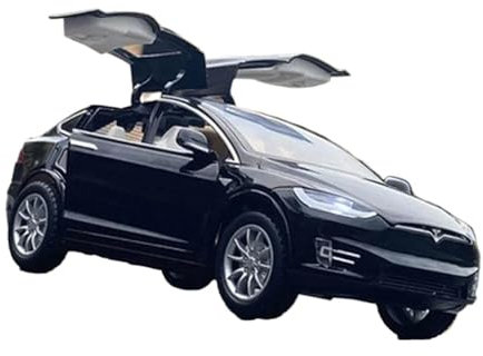 YCNXEB Miniatur Modelle 1 32 Für Tesla Model X Model S Legierung Auto Modell Druckguss Metall Spielzeug Fahrzeuge Auto Modell Sound Und Licht Sammlungen Originalgetreue Nachbildung(Schwarz)