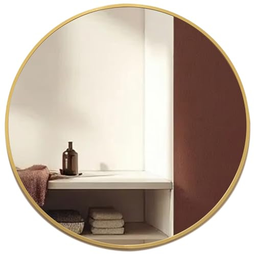 Neue Design Mood® Premium Round Bathroom Mirror Gold Framed Wall Mounted, Circle Frame Modern & Stylish (40cm x 40cm)
