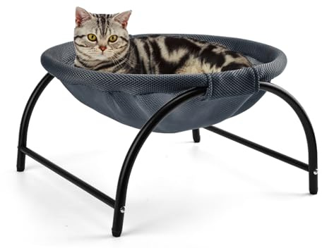 LIFLIX Katzen Hängematte, erhöhter Katzenbett mit abnehmbarem, Waschbarem Netzstoff, stehend katzenhängematte für Innen-/Außenbereich (Dunkelblau)