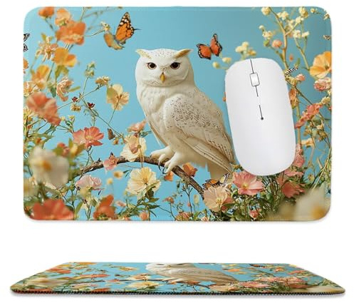 Small Mouse Mat 500 x 250 mm Gaming Mouse Pad Waterproof Mousepad with Stitched Edges Small Desk Mat with Rubber Base, for Wireless Mouse, Desk Accessories for Men, Gifts (Butterfly Owl) ku-386
