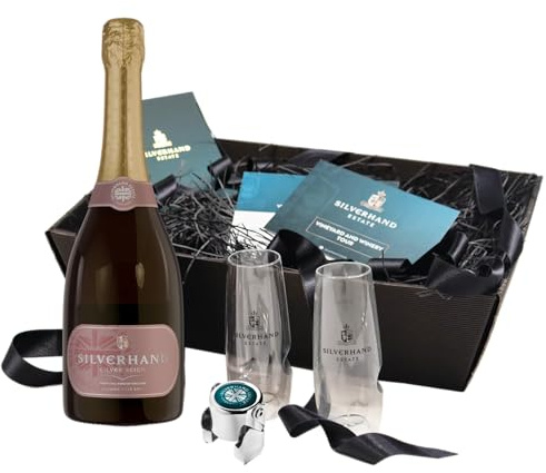 Silverhand Estate Silver Reign Rosé – Sparkling Rosé Wine – 100% Pinot Noir – Sparkling Wine of England – Fresh & Fruity – Vegan & Organic – Perfect for Celebrations – Hamper 75cl Bottle