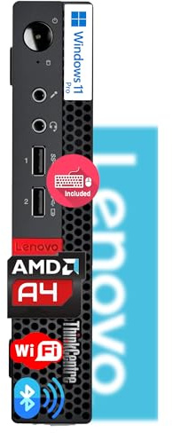 Lenovo ThinkCentre Micro ordinateur de bureau avec clavier et souris, 8 Go de RAM DDR4, disque SSD de 256 Go, processeur AMD, prise en charge double écran, Wi-Fi, Bluetooth, USB, RJ-45, Windows 11 Pro