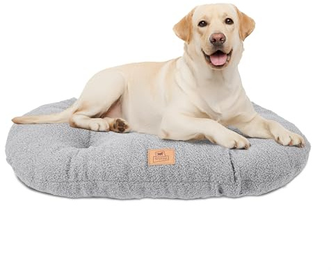 Ferplast Dog Bed Cushion for Medium-Sized Dogs, Cat Bed, Washable Synthetic Bouclé Fabric, Soft Padding, 78 x 50 x h 5 cm. Grey