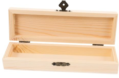FUNOMOCYA DIY Wooden Pencil Box with Lock Unfinished Wood Organizer Case for Adults Sturdy Wood Tool Box for Stationery Paintbrush Storage and Custom Decoration