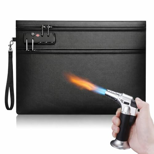 Feuerfeste Dokumententasche mit Schloss(12,6 × 9,6 IN 6400℉), Feuerfeste Geldtasche, Tresor Feuerfest Wasserdicht Geldscheine Aufbewahrung Aktentasche Für Dokumente/Geld/Passport/Bankdatei Und Bargeld