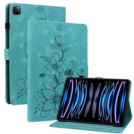 KEDBBAO Case for iPad Pro 12.9 inch (2022/2021/2020/2018, 6th/5th/4th/3rd Generation), Auto Wake/Sleep Supports Pencil Pro and Pencil(USB-C) Magnetic Clasp Stand Cover, Green