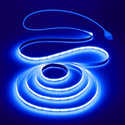 Aclorol LED Strip Lights 1M 5V Fleixble Blue LED Lights for Bedroom, CRI85+ | Plug in with 1M USB Powered Cable, High Density 320LEDs/M, COB Rope Light for Cabinet Gaming Room Indoor DIY Decoration