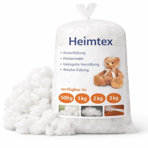 HEIMTEX Füllwatte 4kg -100% Polyesterfasern Füllmaterial - Öko-TEX Standard Füllwatte, Perfekt für Kissenfüllung, Füllmaterial, Spielzeugfüllung, Polsterung & DIY Projekte (4kg)