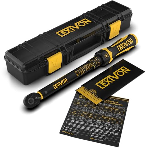 LEXIVON Torque Wrench, 1/4-Inch Drive, Dual Scale 30-250 in-LB (3.4-28.2 N·m), Premium Rubber-Grip Handle, Deluxe Hybrid Case (LX-TW14)