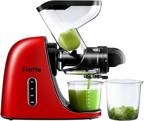 Fretta Slow Juicer Entsafter Gemüse und Obst Testsieger Kaltentsafter Rot