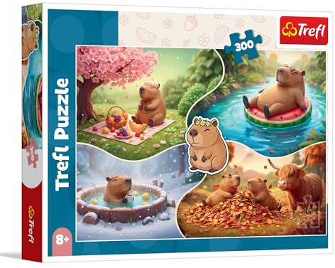 Trefl - Puzzle 300 Teile, Die Vier Jahreszeiten mit den Kapibaras, 8+
