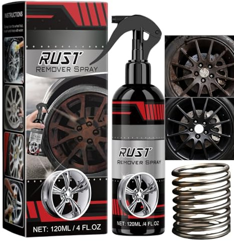 120ml Iron Out Rust Stain Remover&Eraser Spray,Fast Effective Rust Remover for Metal,Car,Natural Stone,Long-Term Waterproof Protection,Polish&Brighten,Easy Use Rust Removing Solution,Car Maintenance