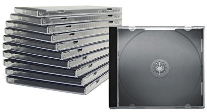 ENERGMiX CD Hüllen für 1 CD/DVD, transparent, Tray schwarz (10mm) 50 Stück im Karton