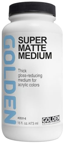 Super Matte Medium by GOLDEN, 16 fl. oz. Jar, Professional Acrylic Medium, Semi-Opaque
