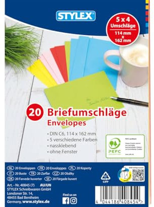60 (3x 20) farbige Briefumschläge Din C6 bunte Kuvert
