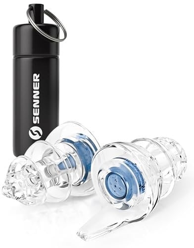 Senner ® MusicPro Soft | Gehörschutz Konzert, Musik, Disco und Festival - Ohrstöpsel extra soft, blau/transparent - mit Alubehälter für die Earplugs