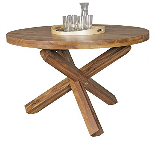 KADIMA Design Esszimmertisch rund Ø 120 cm Sheesham Massiv-Holz Esstisch Küchentisch