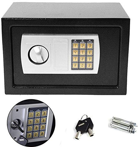 Electronic Safe 8.5L Cash Digital Safe Lock Box Steel Security Construction with 2 Keys For Office or Home Wall or Floor Mounted 20x31x20CM, Black