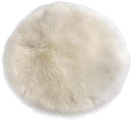 Fenteer Winter Kunstfell Sitzpolster Sitzkissen Stuhlkissen Bodenkissen Plüschmatte Auflage Teppich, Weiß 35cm