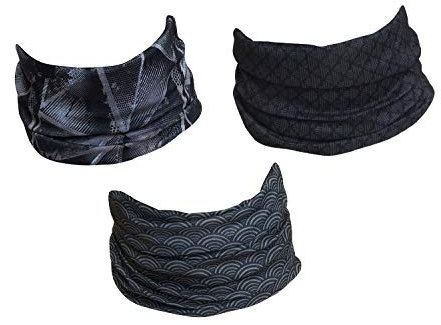 Hilltop 3 x Motorrad Multifunktionstuch, Schlauchtuch, Sport-Halstuch, Bandana / 3-er Set in aktuellen Designs, 3er Set:White Black Art
