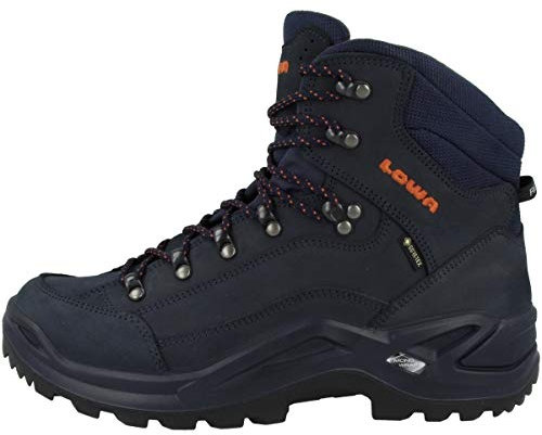LOWA Renegade GTX MID Unisex Scarponi da trekking Esterno Goretex, Navy Arancio, 47 EU