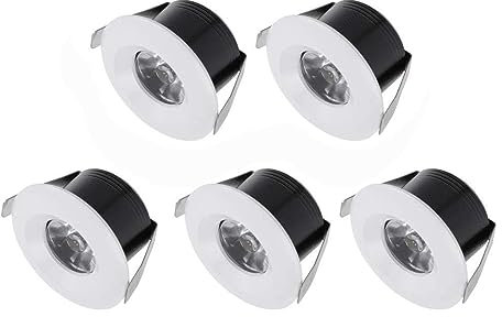 Elitlife 5er Set Mini LED Einbaustrahler Klein, 3W Warmweiß Schwenkbar COB Deckenspots Schwarz Mit Transformer, Aluminium [Energieklasse A+++]