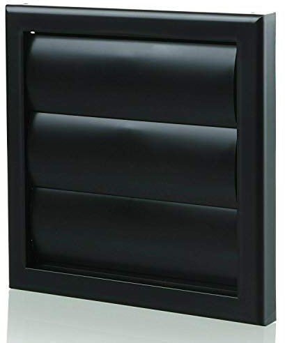 FANTRONIX Black Gravity Flap Vent Cover – 155mm Square Frame with 100mm (4 inch) Circular Spigot