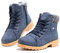 Hitmars Botines Mujer Invierno Botas de Nieve Calentar Forro Forrado de Piel Cremallera Plataforma Antideslizante Cordones Calzado Aire Libre 6-Azul EU37