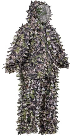 ROCEEEK 3D Leafy Ghillie Traje de caza con capucha de camuflaje con máscara desmontable (verde bosque, pequeño-mediano)