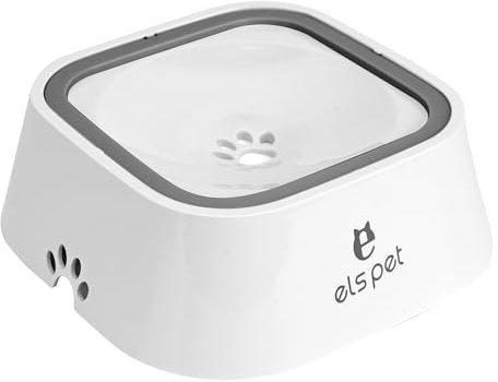 TOWEAR Gamelle d'eau pour Chien avec Disque Flottant, 1,5 L, Anti-débordement, Anti-étouffement, sans déversement, pour Chien, Chat, Chiot, Chaton (Bleu Ciel) (Blanc)