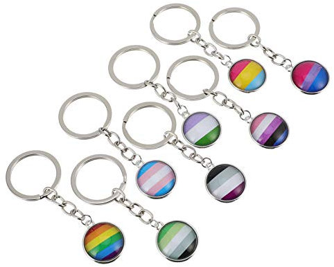 Amosfun 8 x LGBT-Schlüsselanhänger in Regenbogenfarben, Lesben, Gay Pride, Anhänger für Frauen, Mädchen, Männer, Jungen