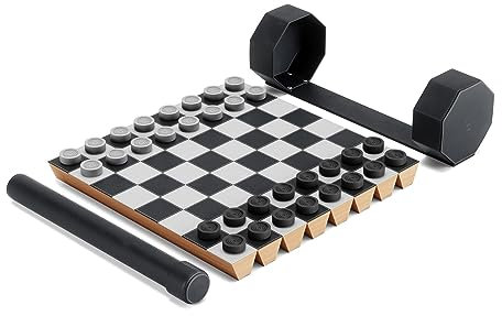 Umbra 1016814-040 Rolz Spieleset Schach und Dame, zusammenrollbar mit Aufbewahrungsbox, ideales Reisespiel