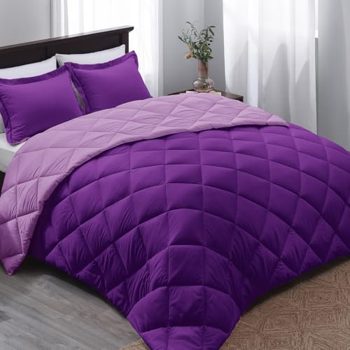 Basic Beyond Bettdecke für King-Size-Bett, wendbar, 2 Kissenbezüge, 264,2 x 233,7 cm, 50,8 x 91,4 cm, Violett