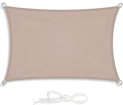 ERPENG Rechteck Sonnensegel Baldachin 3.5x5.5m Wetterfest,95% UV Schutz Balkonverkleidung mit Seilen und Befestigungs Kit Hochwertigem Polyester für Balkon, Schwimmbad, Kleiner Garten, Brown