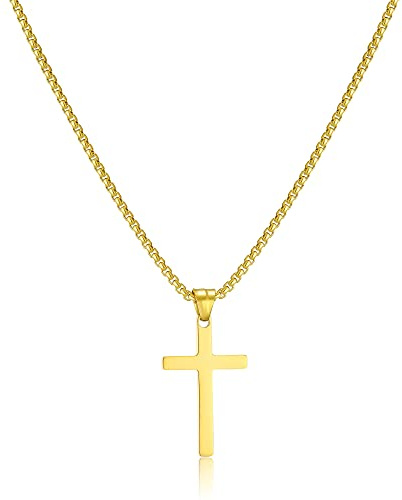 AFSTALR Kreuz Kette Herren Gold/Silber Kette mit Kreuz Anhänger Kette Christentum Schmuck Herren