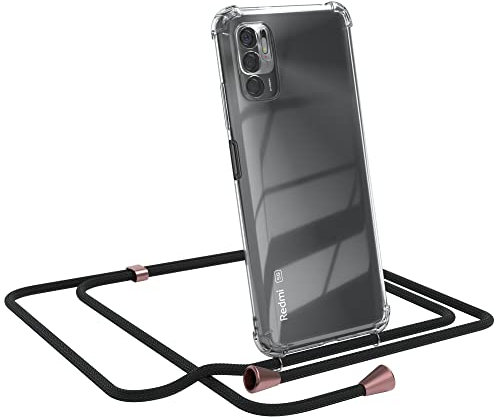 EAZY CASE Handykette kompatibel mit Xiaomi Redmi Note 10 5G Handyhülle mit Umhängeband, Handykordel mit Schutzhülle, Silikonhülle, Hülle mit Band, Stylische Kette für Smartphone, Clips in Rose