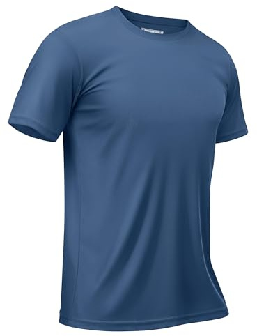 TACVASEN Sun Protection Tshirts for Men Quick Dry Swim Shirt Gym Workout Training Hiking Casual Tops Blue Grey,S
