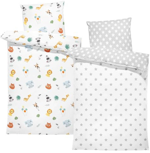 Kinderbettwäsche Baby Bettwäsche 100x135 cm 2 Stück - aus Baumwolle - Kinder Set von Duvet Cover 100 x 135 und Kissenbezug 40x60 cm Junge und mädchen babybettwäsche bettbezug für Kleinkind